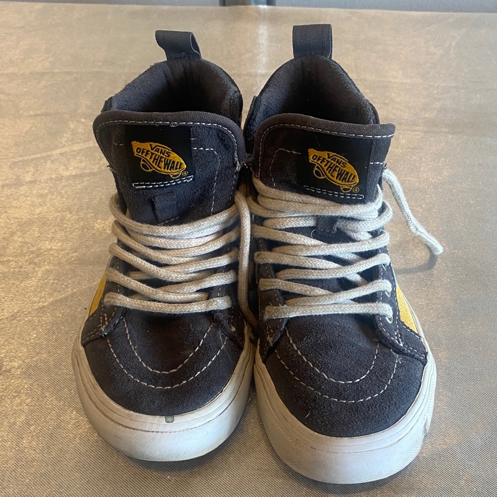 Vans Kids High-Top Sneakers - Black and White with Yellow Accents